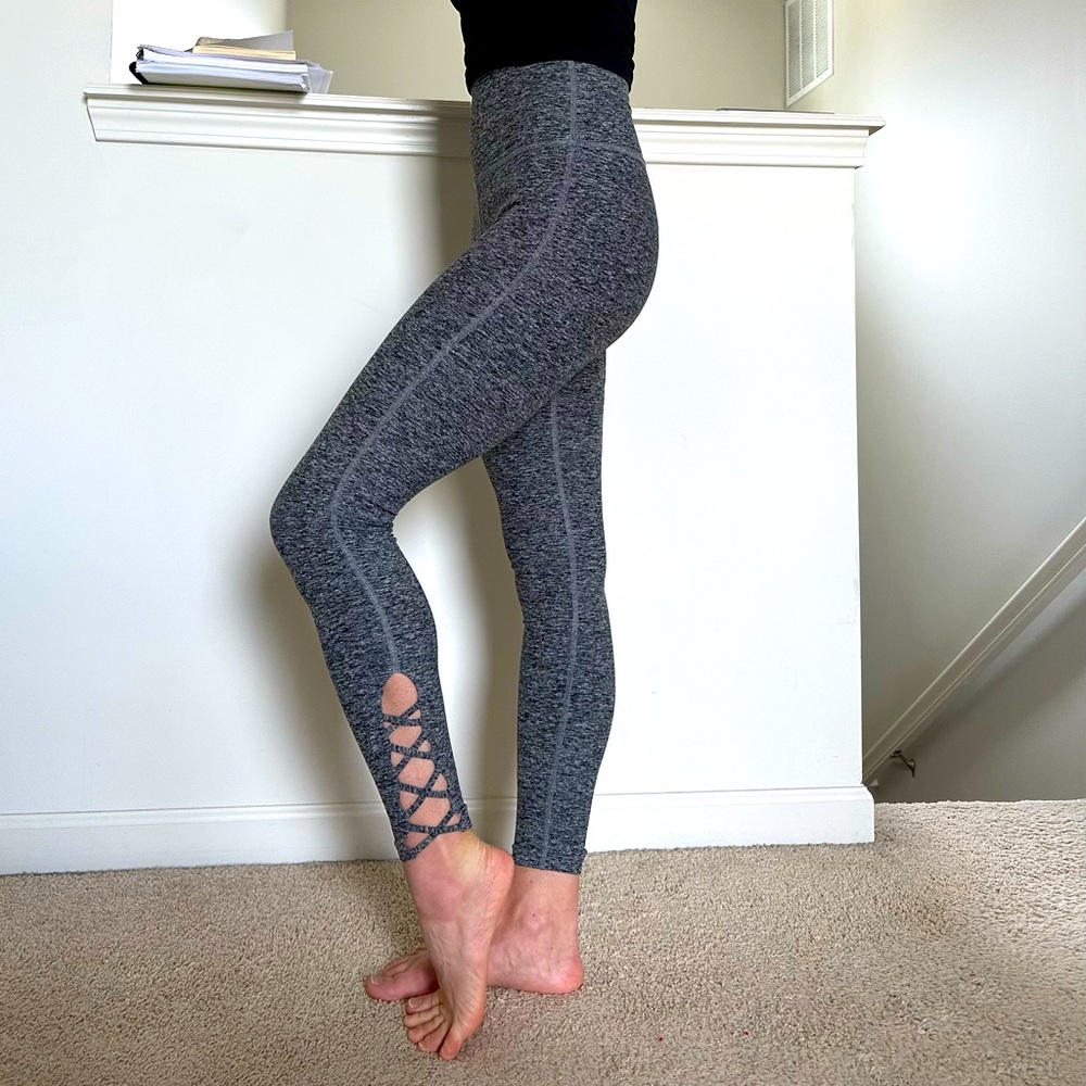 Beyond Yoga Gray Spacedye Crossed High Waisted Legging NWT